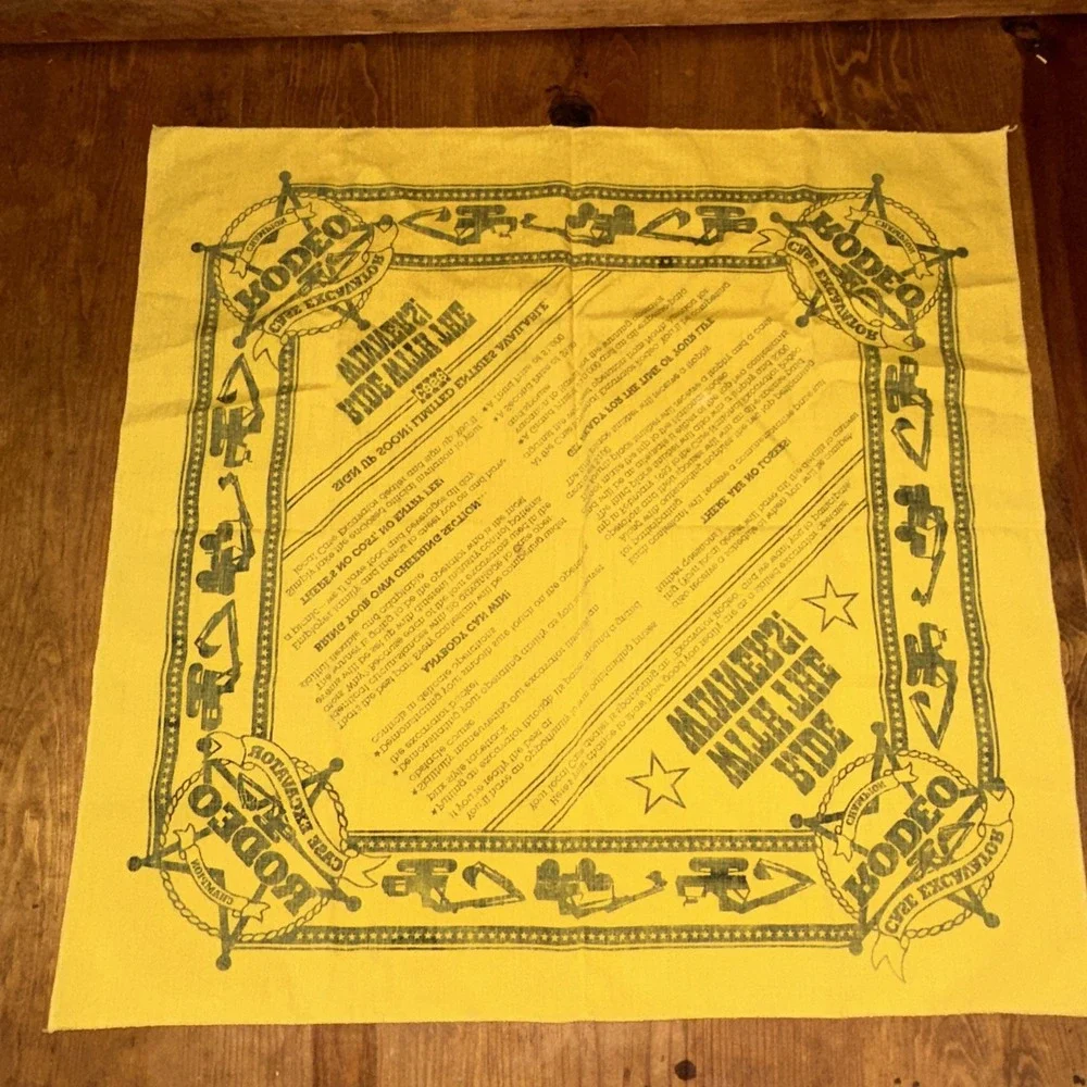 Case Excavator Rodeo Champion Handkerchief Vintage Yellow